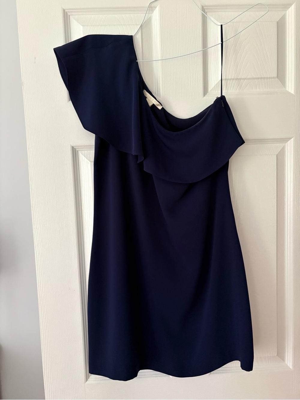 Cooper & Ella Navy One-Shoulder Ruffle Dress